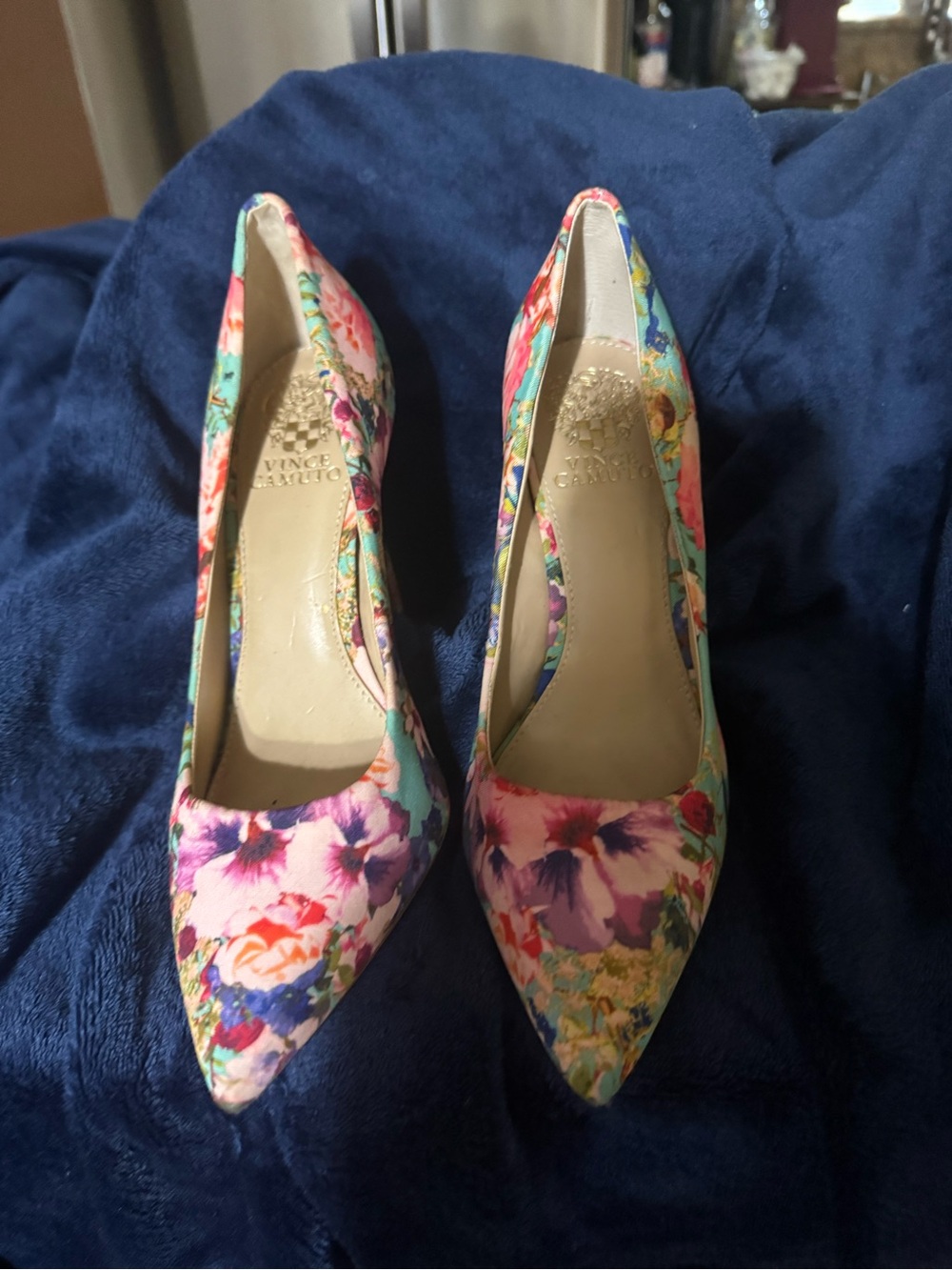 Vince Camuto Floral Pointed-Toe Pumps in Mint, Pink, Purple